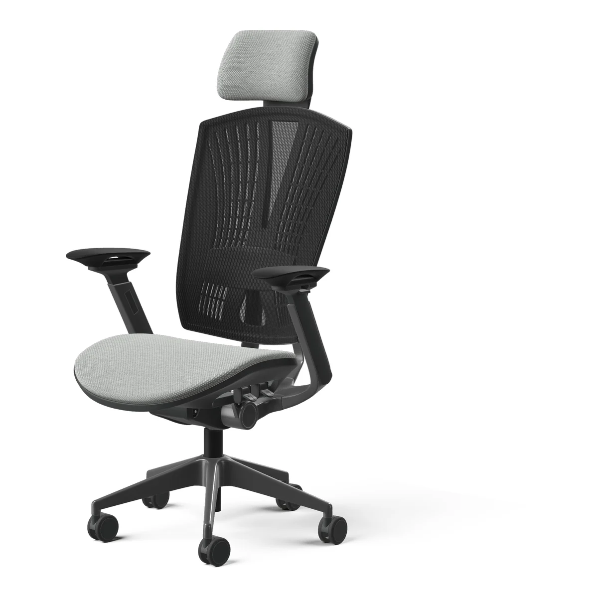 Nightingale Raven 2550D-UFST mesh-back task chair with upholstered seat and headrest
